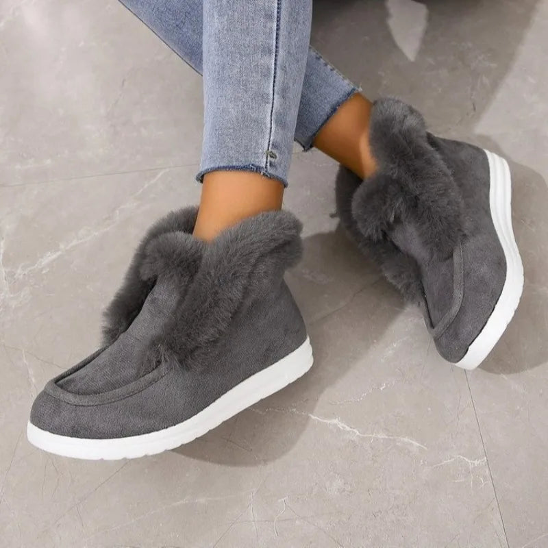 Bota Feminina de Camurça Confortável Para Inverno