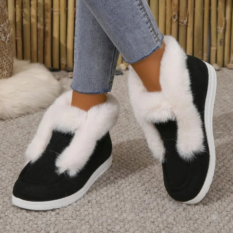 Bota Feminina de Camurça Confortável Para Inverno