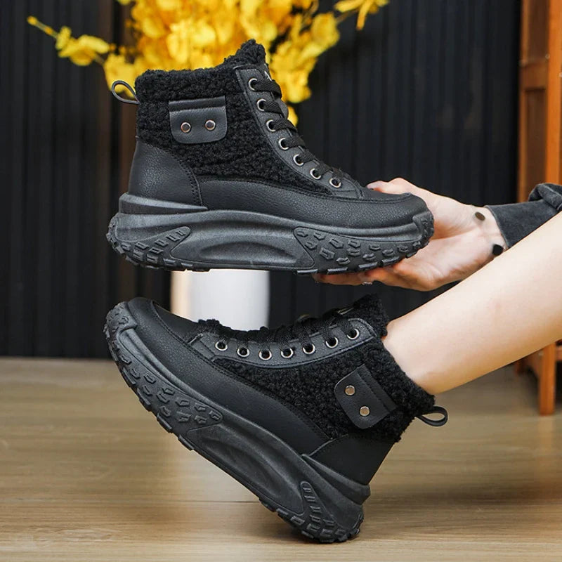 Bota com Plataforma Feminina Forro de Algodão Inverno