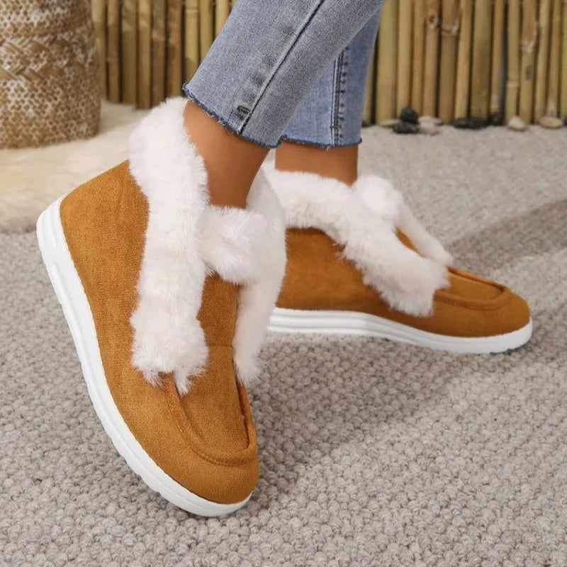 Bota Feminina de Camurça Confortável Para Inverno