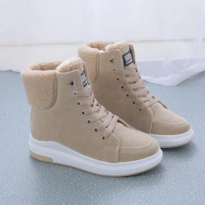 Bota de Inverno Feminina Confortável Macia com Cadarço