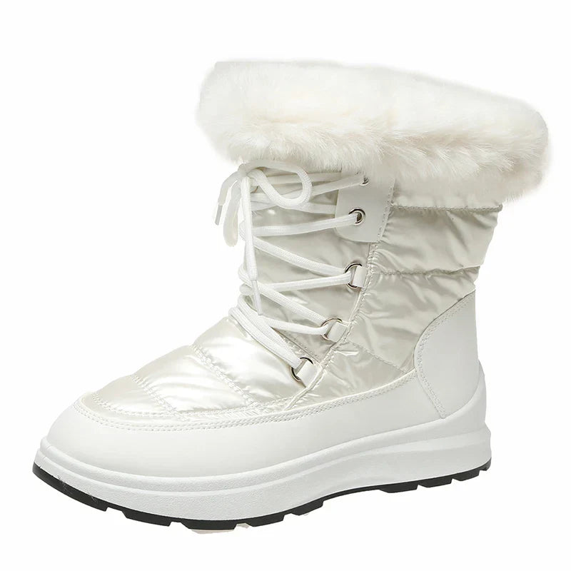 Bota Feminina Impermeável de Cadarço com Plataforma Para Inverno