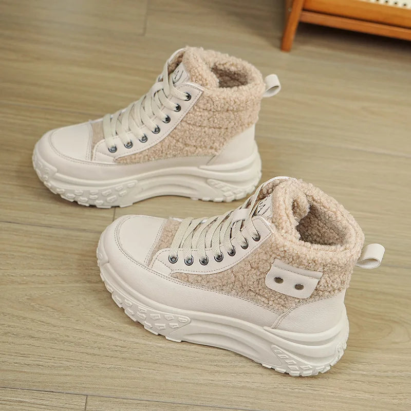 Bota com Plataforma Feminina Forro de Algodão Inverno