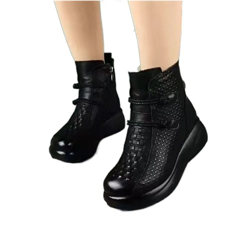 Bota Feminina Inverno com Forro de Lã Confortável em Couro PU