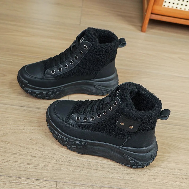 Bota com Plataforma Feminina Forro de Algodão Inverno