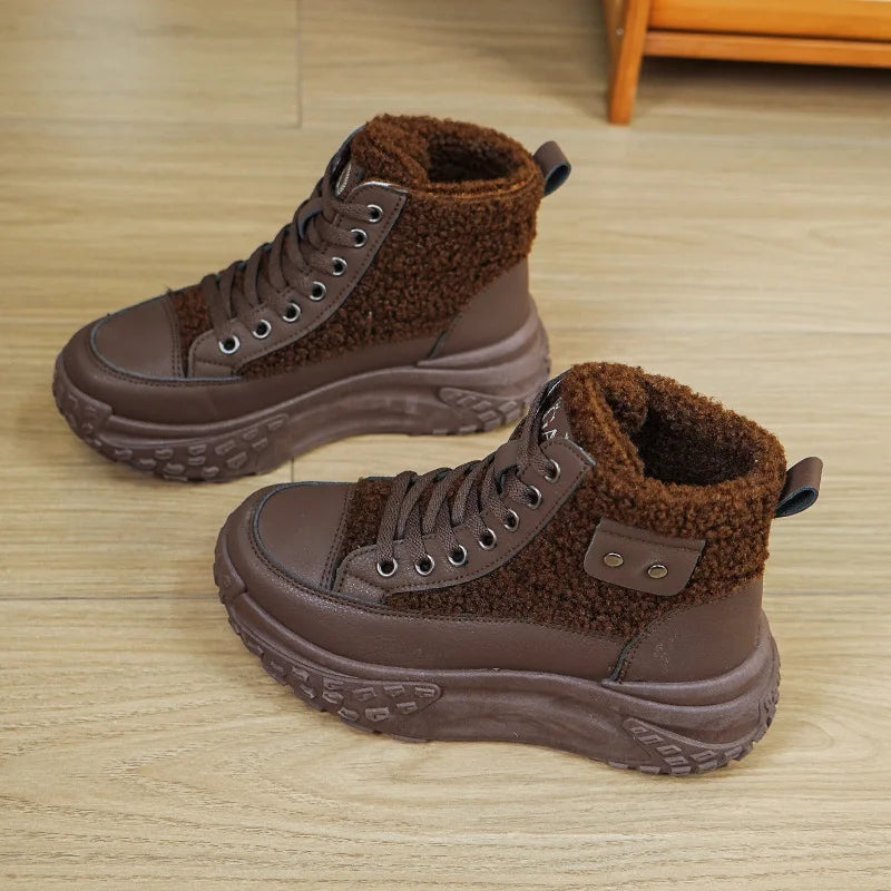 Bota com Plataforma Feminina Forro de Algodão Inverno