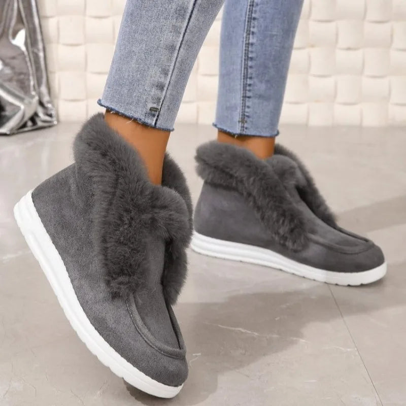 Bota Feminina de Camurça Confortável Para Inverno