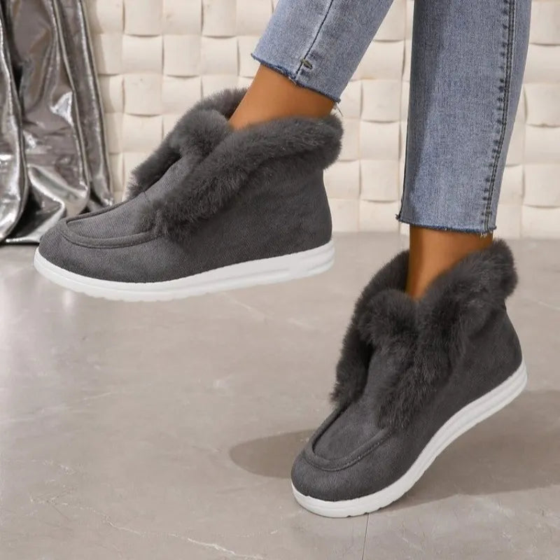 Bota Feminina de Camurça Confortável Para Inverno