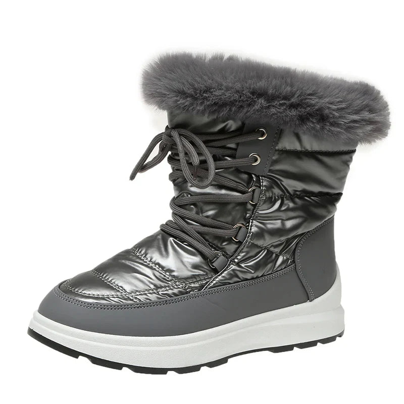 Bota Feminina Impermeável de Cadarço com Plataforma Para Inverno