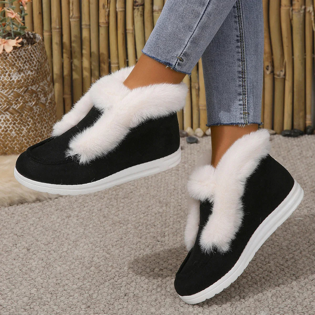 Bota Feminina de Camurça Confortável Para Inverno